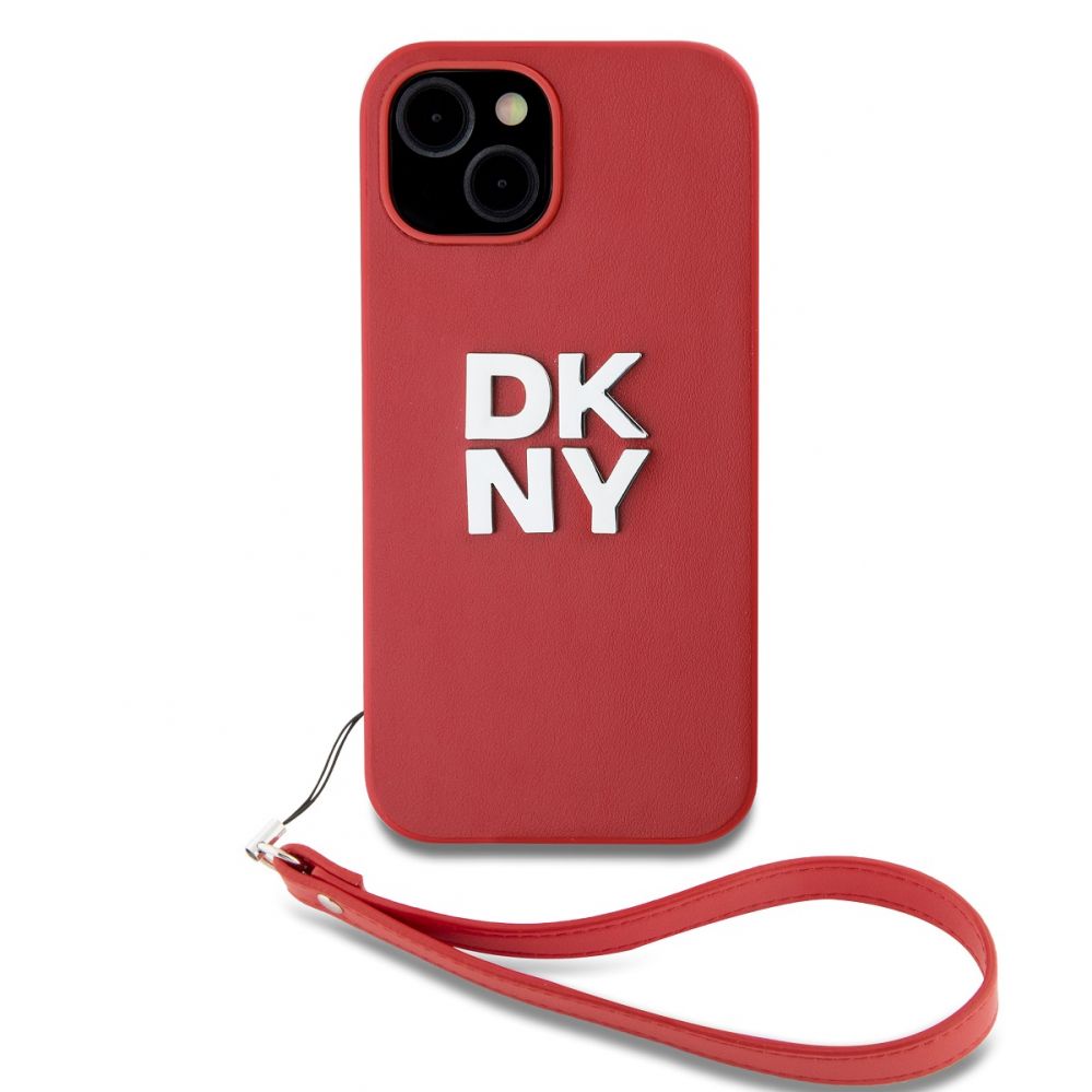 Чехол на заднюю панель DKNY - DKNY PU Leather Stack Logo Wrist Strap Case for iPhone 15 Red