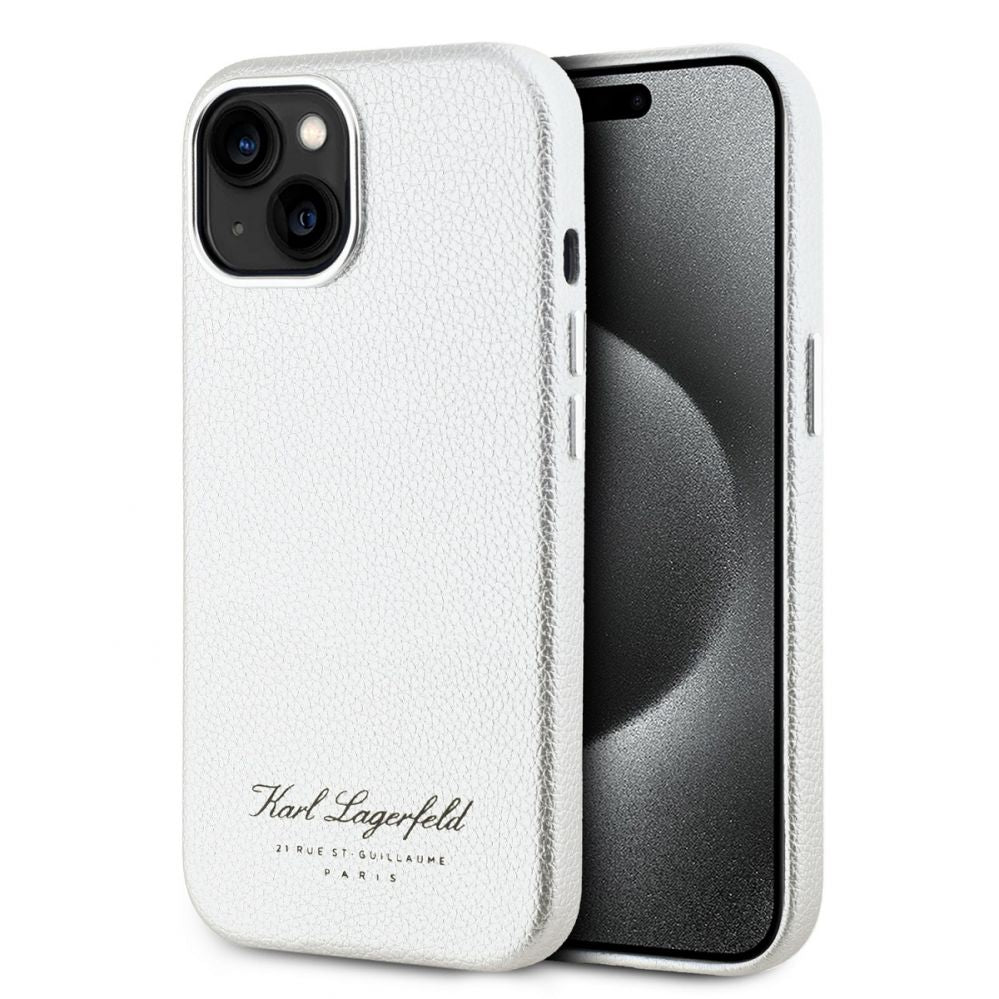 Back panel cover Karl Lagerfeld - Karl Lagerfeld Grained PU Hotel RSG Case for iPhone 15 Grey
