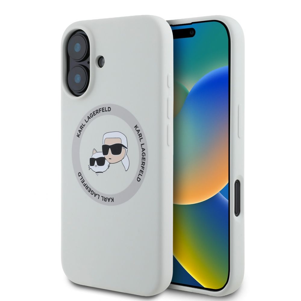 Чехол на заднюю панель Karl Lagerfeld - Karl Lagerfeld Liquid Silicone K&CH Heads MagSafe Case for iPhone 16 Beige