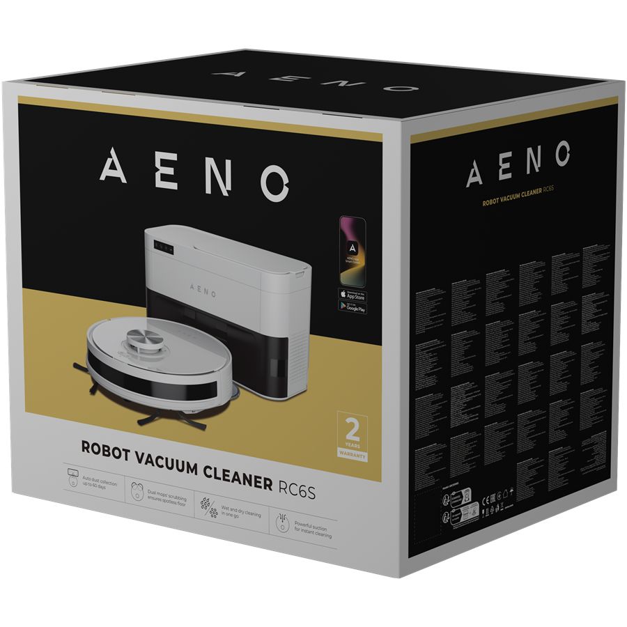 Vacuum cleaner AENO  Robot Cleaner w/Dust Collector, white, 2in1 and dust tank, 4000pa, 3200mAh battery