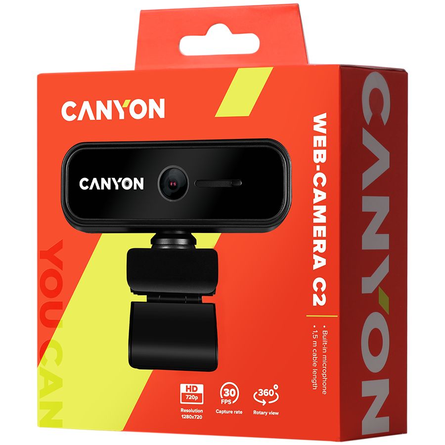 Veebikaamera Canyon  CANYON webcam C2 HD 720P Black