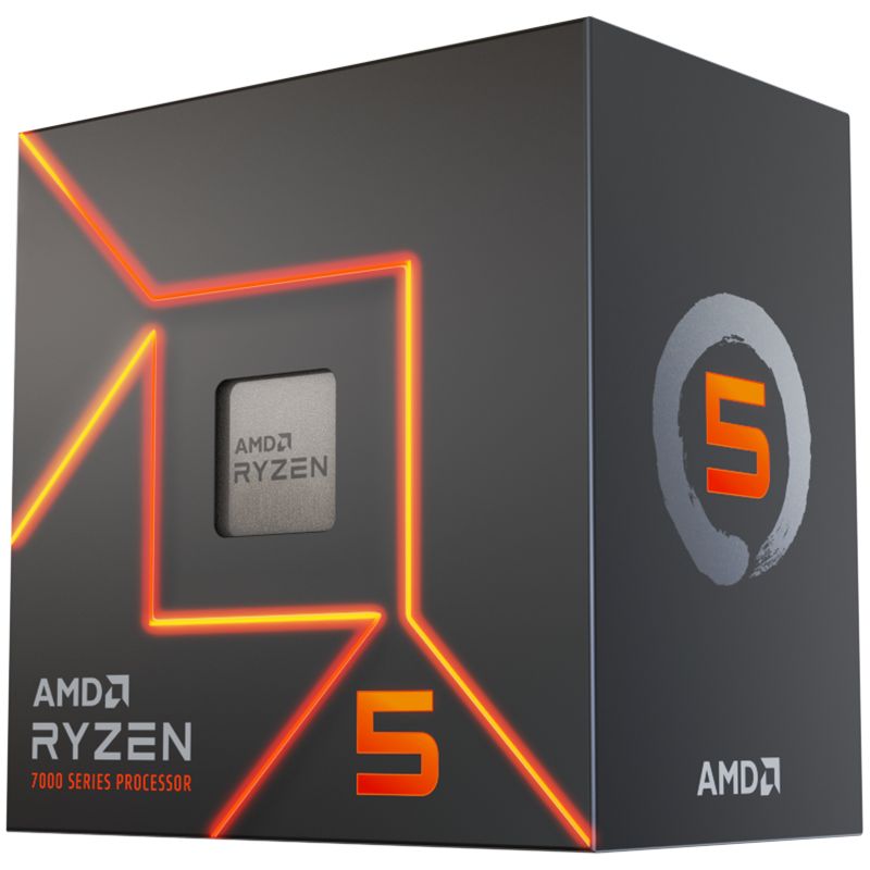 Processors AMD  AMD CPU Desktop Ryzen 5 6C/12T 7600 (5.2GHz Max, 38MB,65W,AM5) box, with Radeon Graphics and Wraith Stealth Cooler