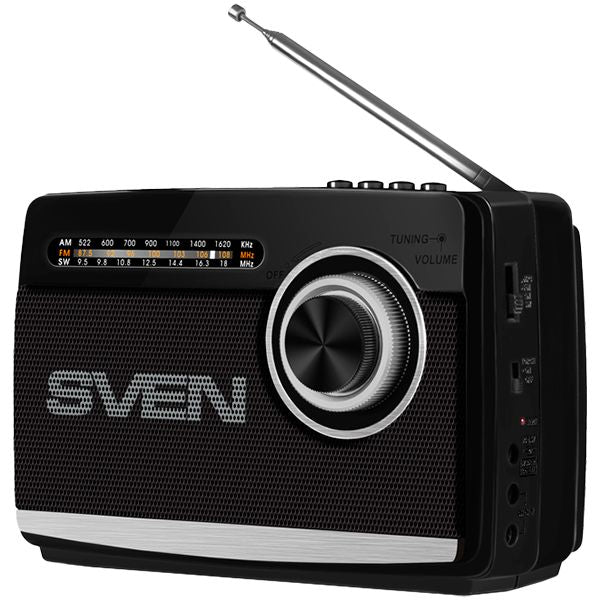 juhtmega kõlarid Sven  Speaker SVEN SRP-535, black (3W, FM/AM/SW, USB, microSD, flashlight, battery)