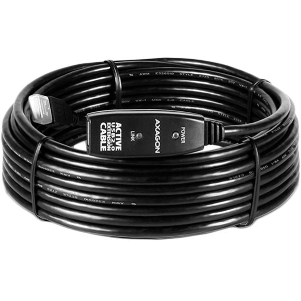 Üleminek Axagon  Active extension USB 2.0 A-M> A-F cable, 10 m long. Power supply option.