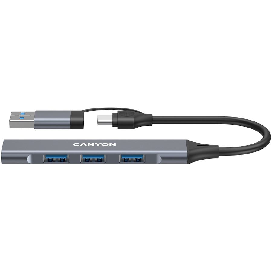 Converter Canyon  CANYON hub DS-02 4in1 USB-A/C Grey