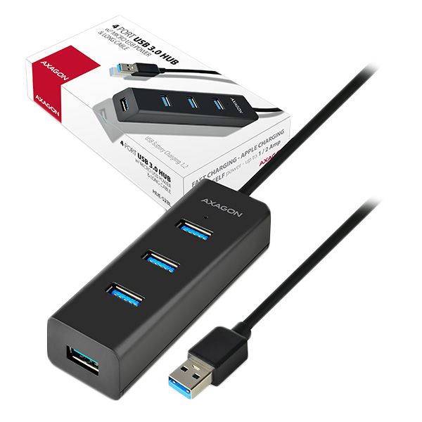 Converter Axagon  AXAGON HUE-S2BL 4x USB3.0 Charging Hub 1.2m Cable, MicroUSB Charging