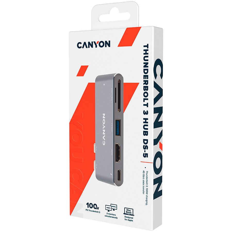 Üleminek Canyon  CANYON hub DS-5 5in1 Thunderbolt 3 4k Space Grey