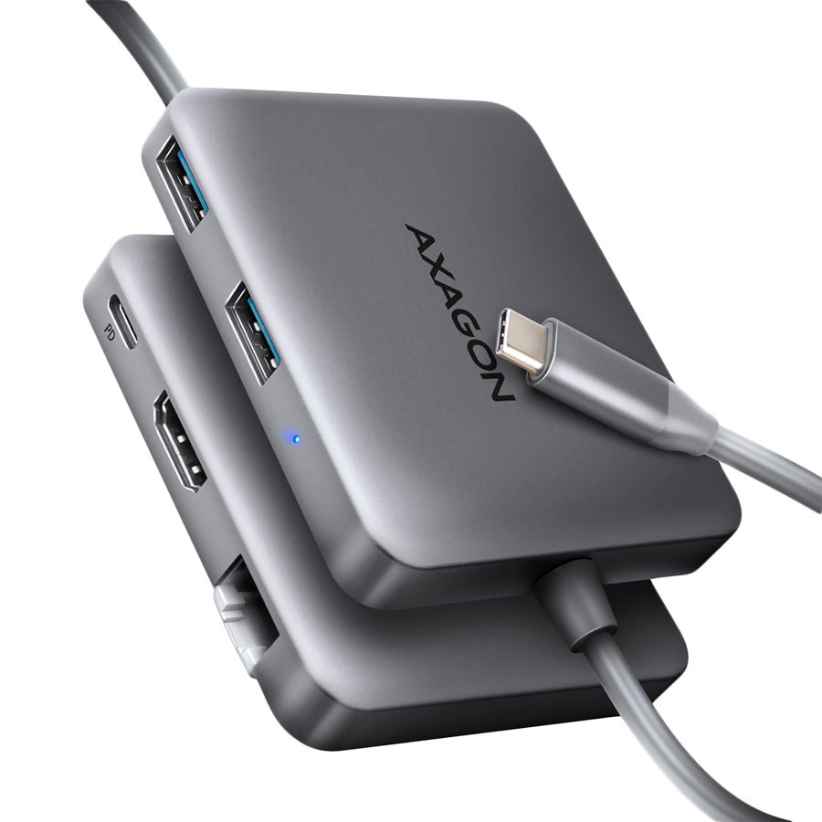 Converter Axagon  AXAGON HMC-5HL USB 5Gbps hub, 2x USB-A, HDMI 4k/60Hz, RJ-45, PD 100W, 20c