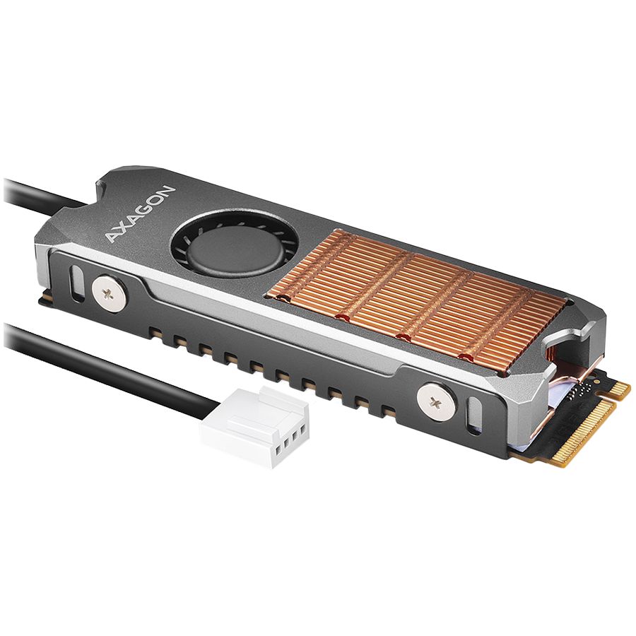 Other Computer Accessory Axagon AXAGON CLR-M2FAN active fan - M.2 SSD, 80mm SSD, copper body, silicone thermal pads, height 13mm