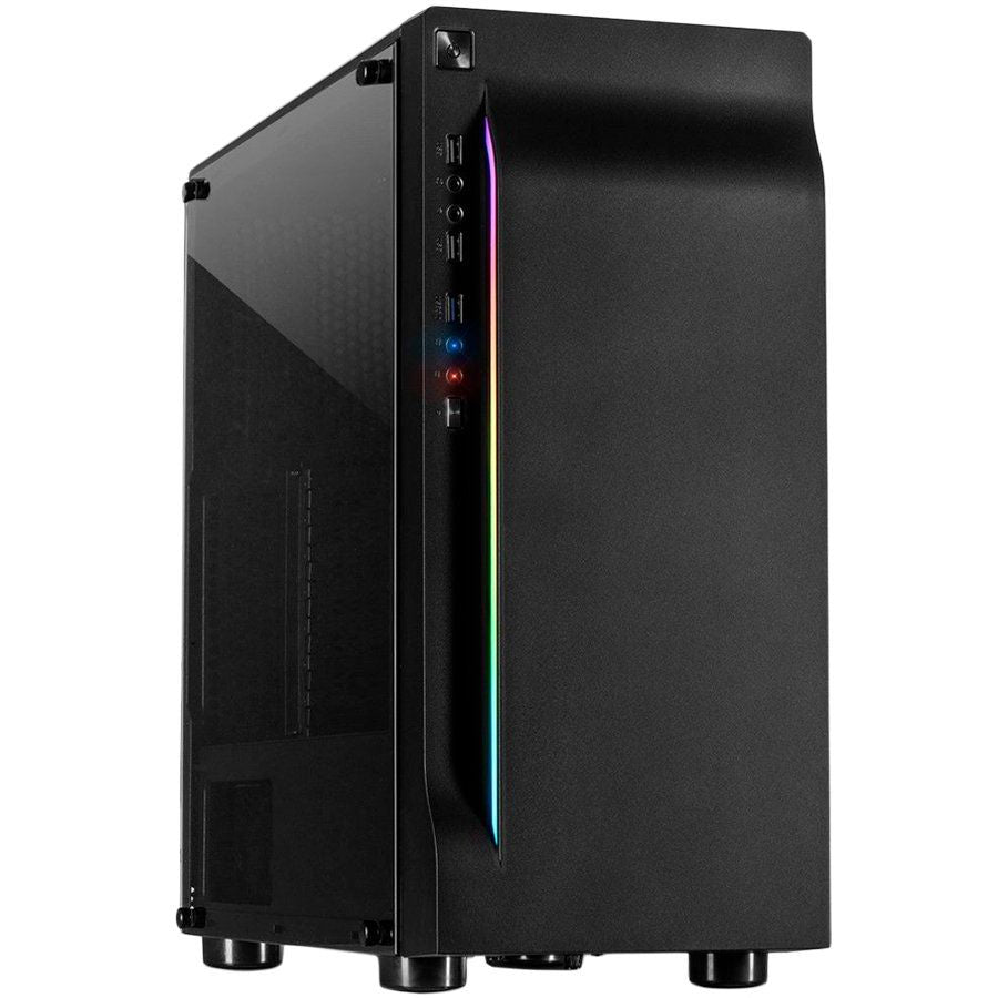 Computer case INTER-TECH  Chassis INTER-TECH A-3411 Creek Gaming Tower, ATX, 1xUSB3.0, 2xUSB2.0, PSU optional, Window side panel, LED light on the front, integrated RGB LED, Black