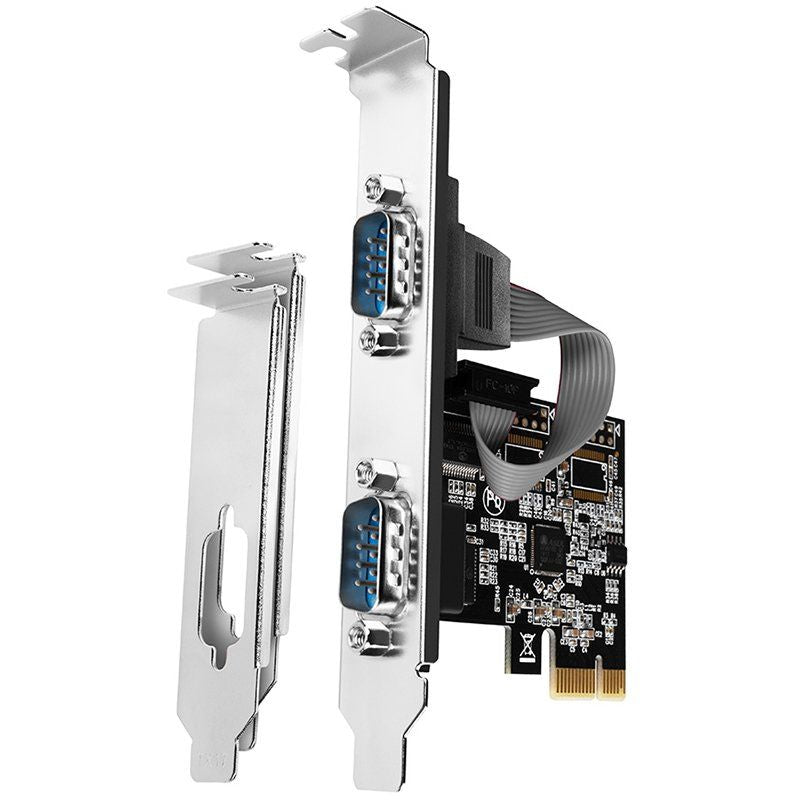 Adapter Axagon  PCI-Express card with two 250 kbps serial ports. ASIX AX99100. Standard & Low Profile.