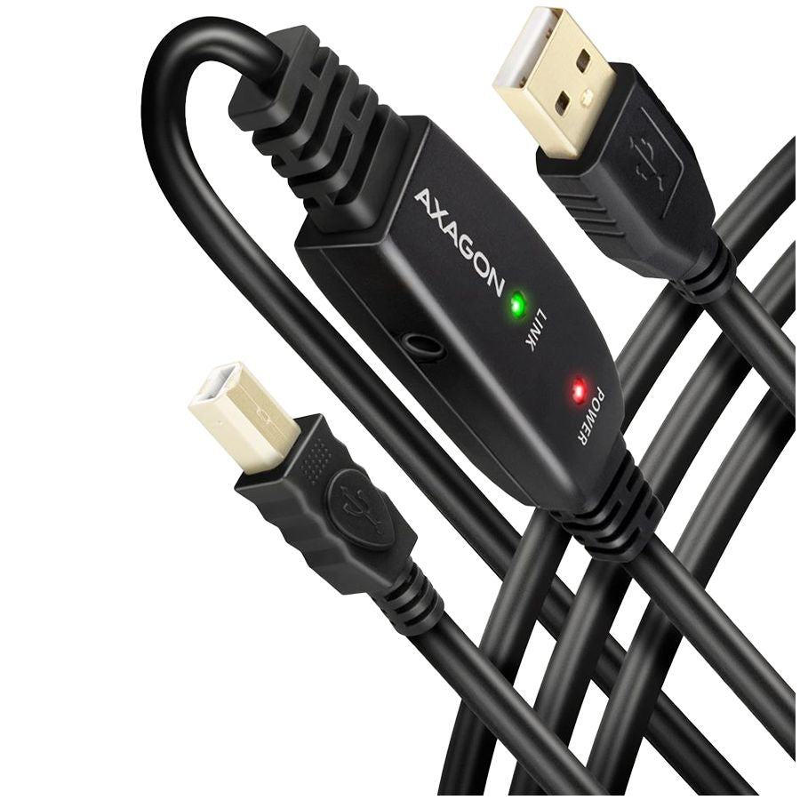 Adaptrid Axagon  Aragon ADR-210B Active connection USB 2.0 A-M > B-M cable, 10 m long. Power supply option.