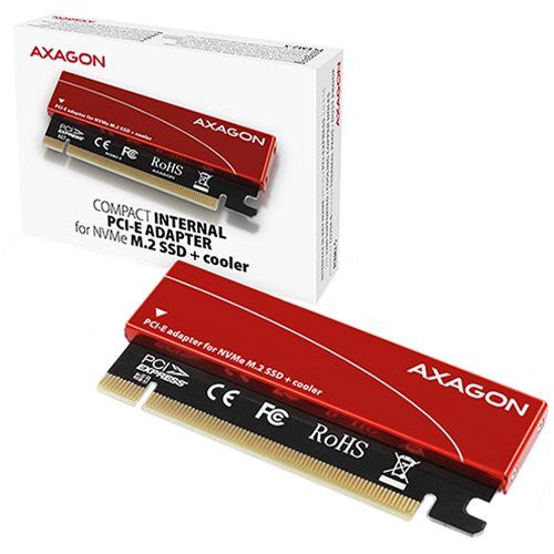 Kaabel Axagon  AXAGON PCEM2-S PCI-E 3.0 16x - M.2 SSD NVMe, up to 80mm SSD, low profile, cooler