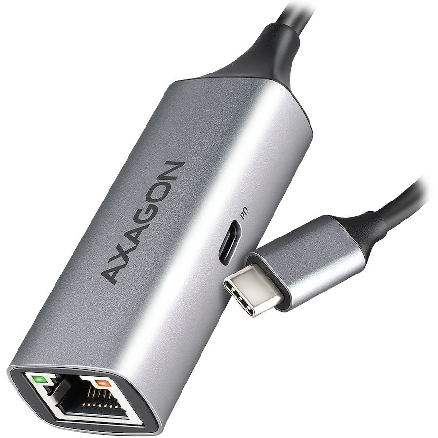 Adapter Axagon  AXAGON ADE-TXPD USB-C USB3.2 Gen 1 -  Gigabit Ethernet + PD 100W, Switch comp., metal, grey