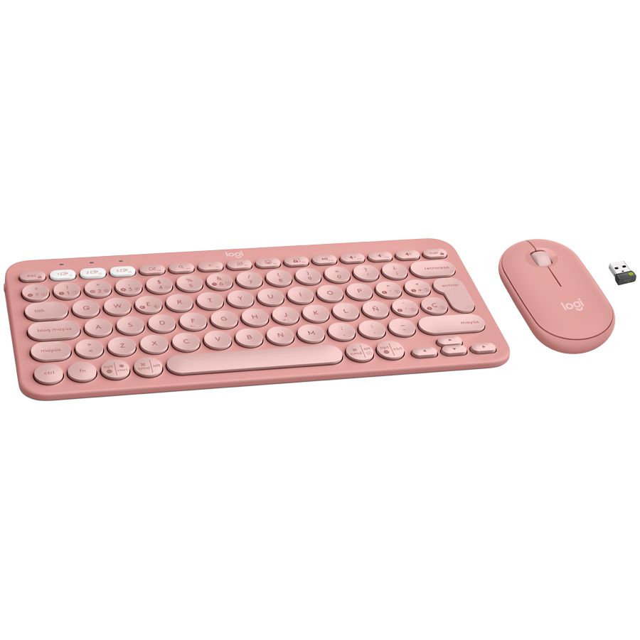 Computer keyboard Logitech  LOGITECH Pebble 2 Bluetooth Keyboard Combo - TONAL ROSE - US INT'L