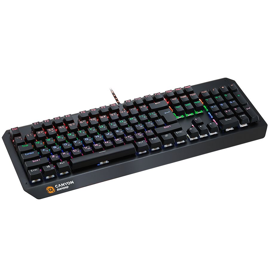 Arvuti klaviatuur Canyon  CANYON Hazard GK-6, Wired multimedia gaming keyboard with lighting effect, 108pcs rainbow LED, Numbers 104keys, RU+EN double injection layout, cable length 1.8M, 450.5*163.7*42mm, 0.90kg, color black