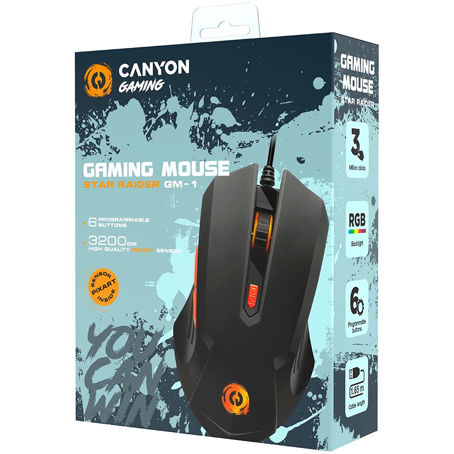 Computer mouse Canyon  CANYON mouse Star Raider GM-1 RGB 6buttons Wired Black