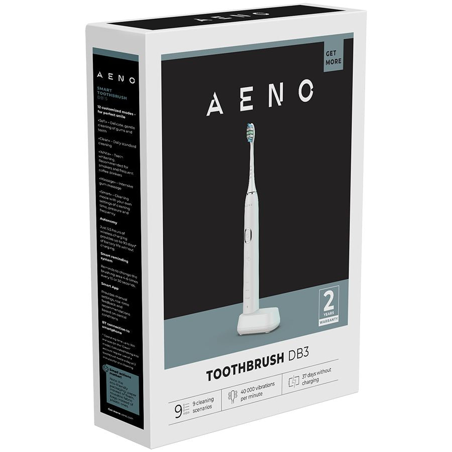 Other goods AENO  AENO Sonic Electric Toothbrush, DB3: White, 9 scenarios, with 3D touch, wireless charging, 46000rpm, 40 days without charging, IPX7