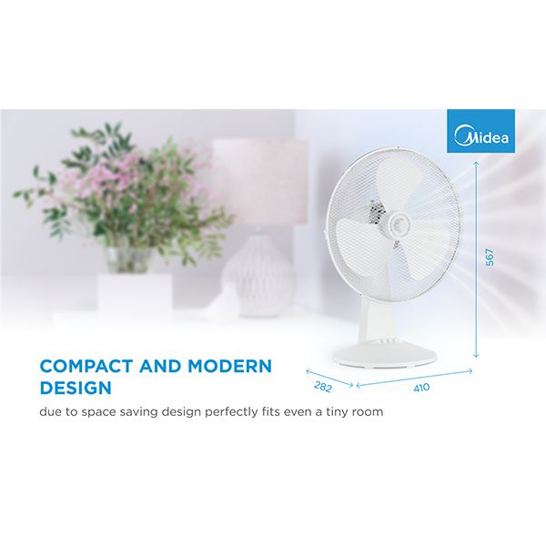 Other small household appliances Midea  Table fan, 40W, 40cm, 3 speeds, mechanical, noise level: 50-60 dB, Oscillation  80°, Tilting +24° -12°