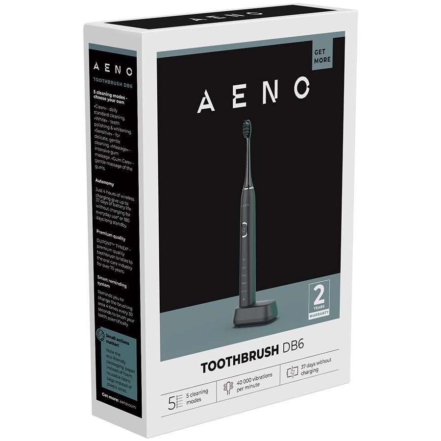 Muud kaubad AENO  AENO Sonic Electric Toothbrush DB6: Black, 5 modes, wireless charging, 46000rpm, 40 days without charging, IPX7