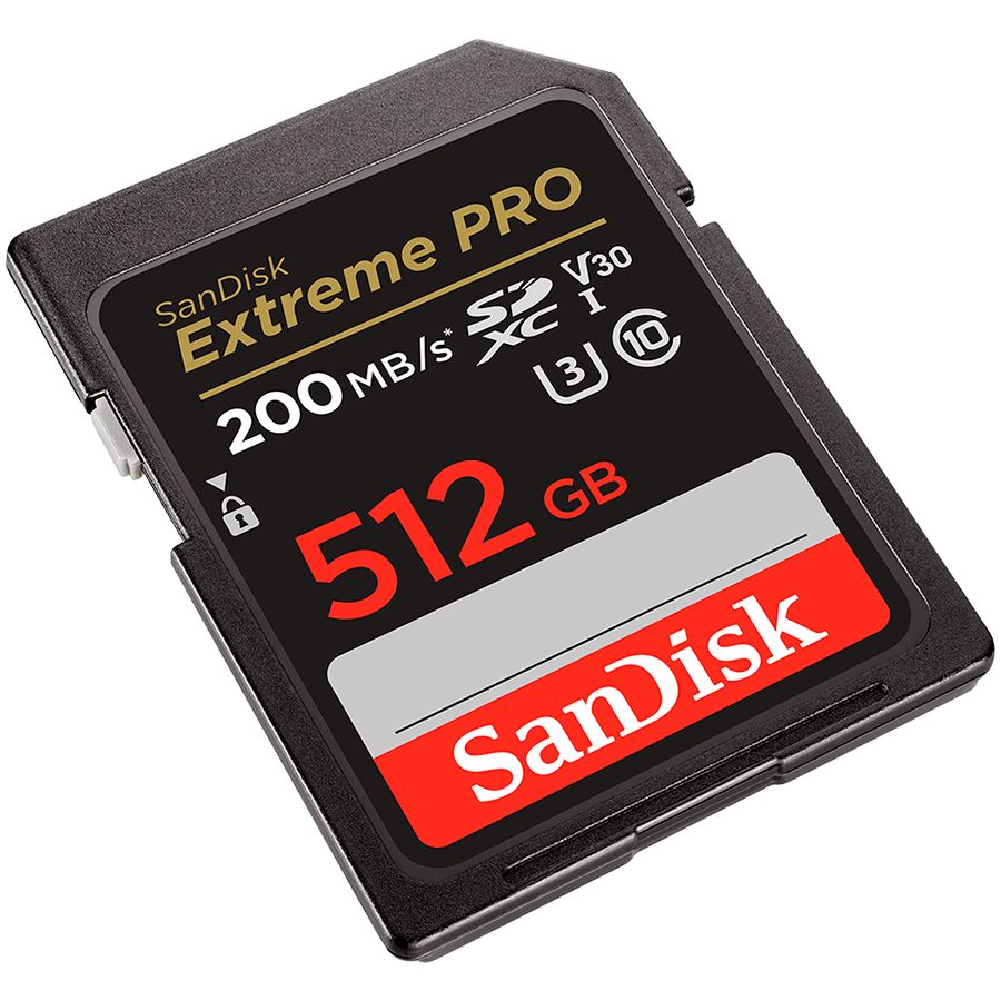 Kaabel SanDisk  SANDISK Extreme PRO 512GB SDXC Memory Card + 2 years RescuePRO Deluxe up to 200MB/s & 140MB/s Read/Write speeds, UHS-I, Class 10, U3, V30