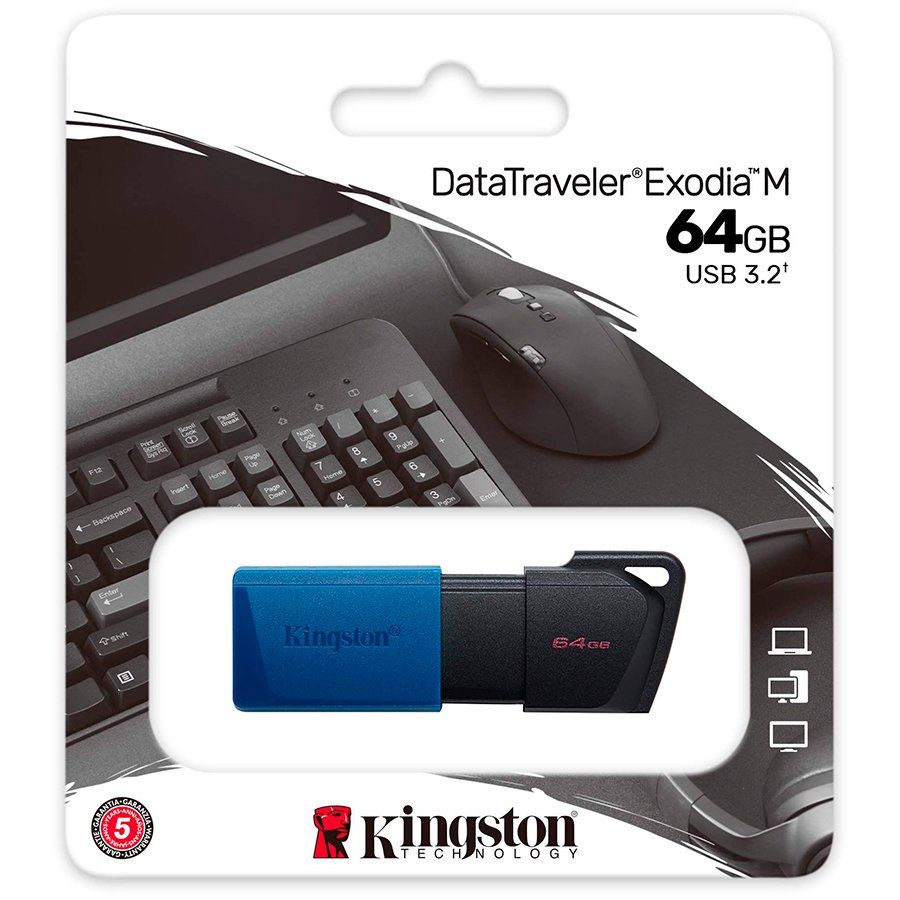 Converter Kingston  Kingston 64GB USB3.2 Gen 1 DataTraveler Exodia M (Black + Blue)