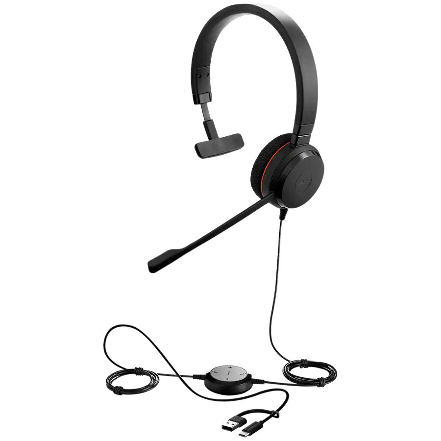 Juhtmevabad kõrvaklapid Jabra  JABRA Evolve 20, Mono MS, USB C/A adapter