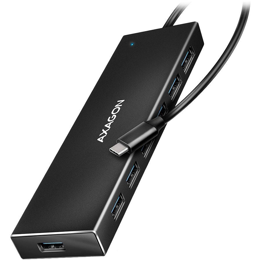 Adaptrid Axagon  Axagon Seven-port USB 3.2 Gen 1 hub with charging support. Connector for external power supply. USB-C cable 30 cm.