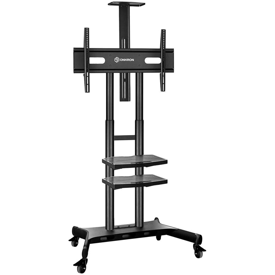 TV accessories ONKRON  ONKRON Mobile TV Stand for 50-83” TVs with Wheels Shelves Height Adjustable Rolling TV Cart, Black