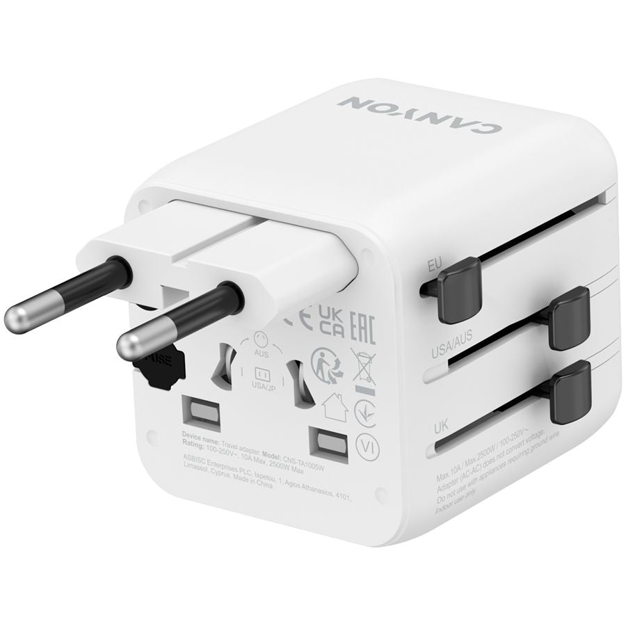Adapter Canyon  CANYON Travel Adapter OnTour One EU/UK/US/AUS White