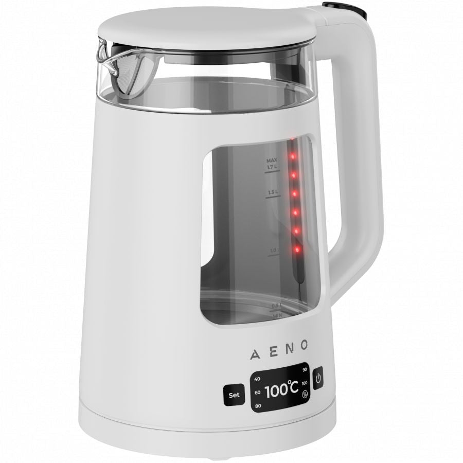 Veekeetja AENO  AENO Electric Kettle EK6: 1850-2200W, 2L, Strix, Square-shaped body, Transparent lid, High Resistant Glass, LED-Illumination, Auto Power Off, Dry tank Protection