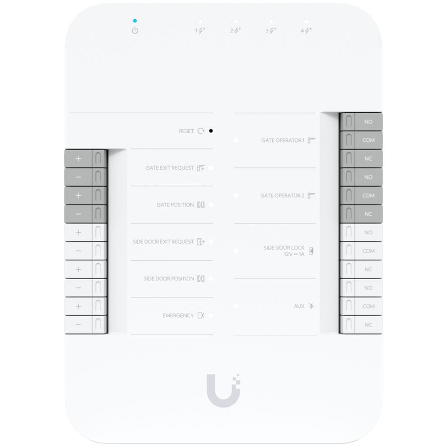 Smart device UBIQUITI  Ubiquiti UA-Hub-Gate advanced Gate Hub enabling seamless gate access control via connected Access readers or Intercom, 2x Gate operator terminals, Lock terminal (12V) for side door, AUX terminal for an external siren