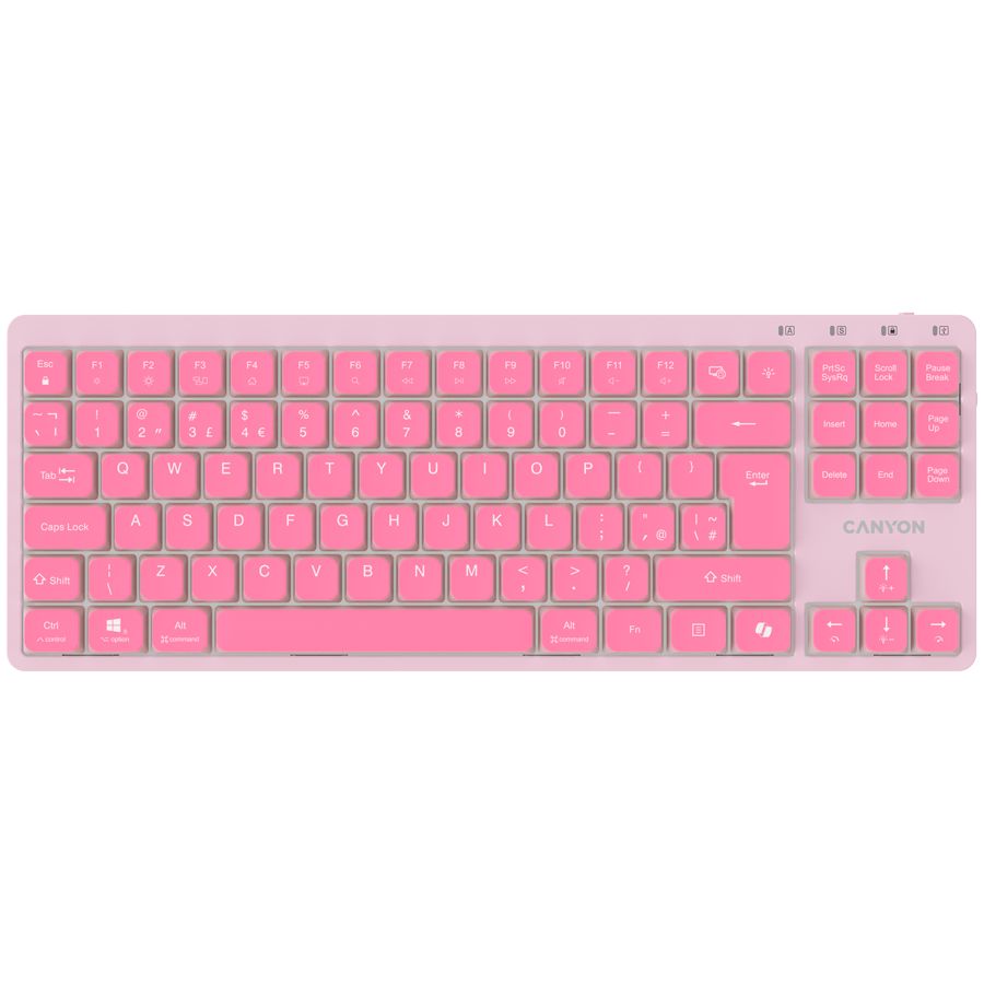 Arvuti klaviatuur Canyon  CANYON Keyboard OnType 10 Low Profile EN Wired Pink